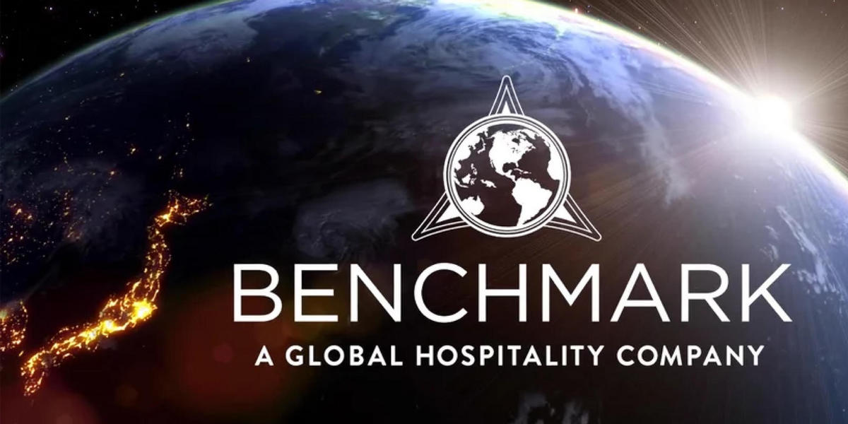 Benchmark logo and world